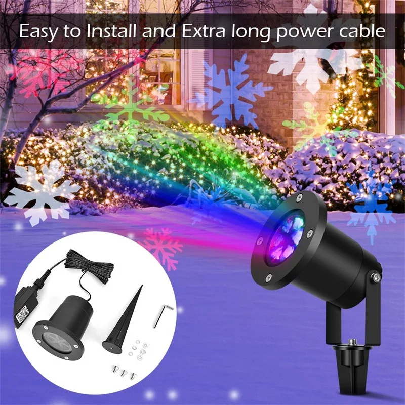 Водонепроницаемый движущийся снег лазерный проектор лампы Снежинка