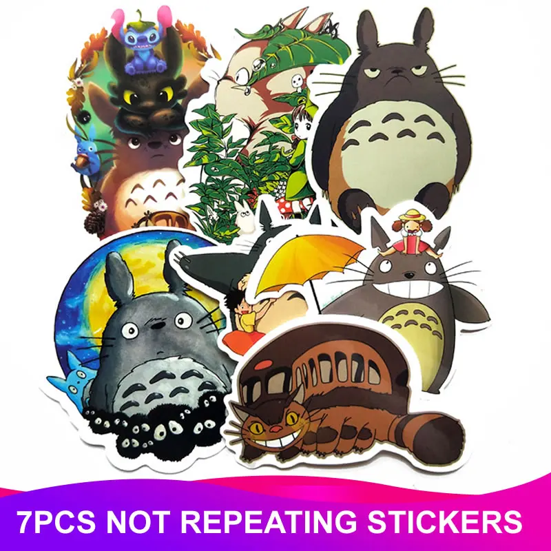 Totoro 7pcs 7 шт./упак. Аниме Тоторо забавные Водонепроницаемый наклейки чемодан для скейтборда гитары мотоцикл Ноутбук Граффити наклейки Детские Классические игрушки - Цвет: Totoro 7pcs