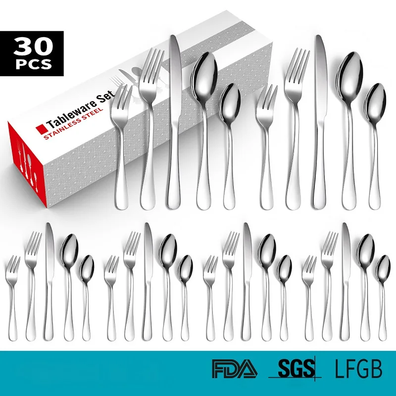 Набор посуды Нержавеющая сталь Золотой столовый нож вилка ложка набор столовых