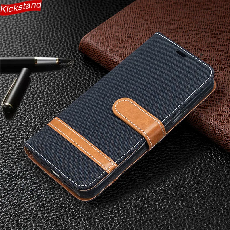 

Kickstand Jeans Pattern Cloth Cover for Motorola Moto G6 G5 G4 Plus Leather Case Flip Plain Color Purse Card Slots Wallet Shell