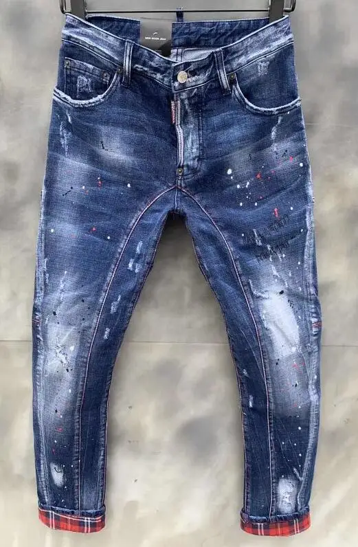 

Новинка 2021, мужские рваные джинсы, джинсы DSQ, мотоциклетные джинсы, куртка, брюки