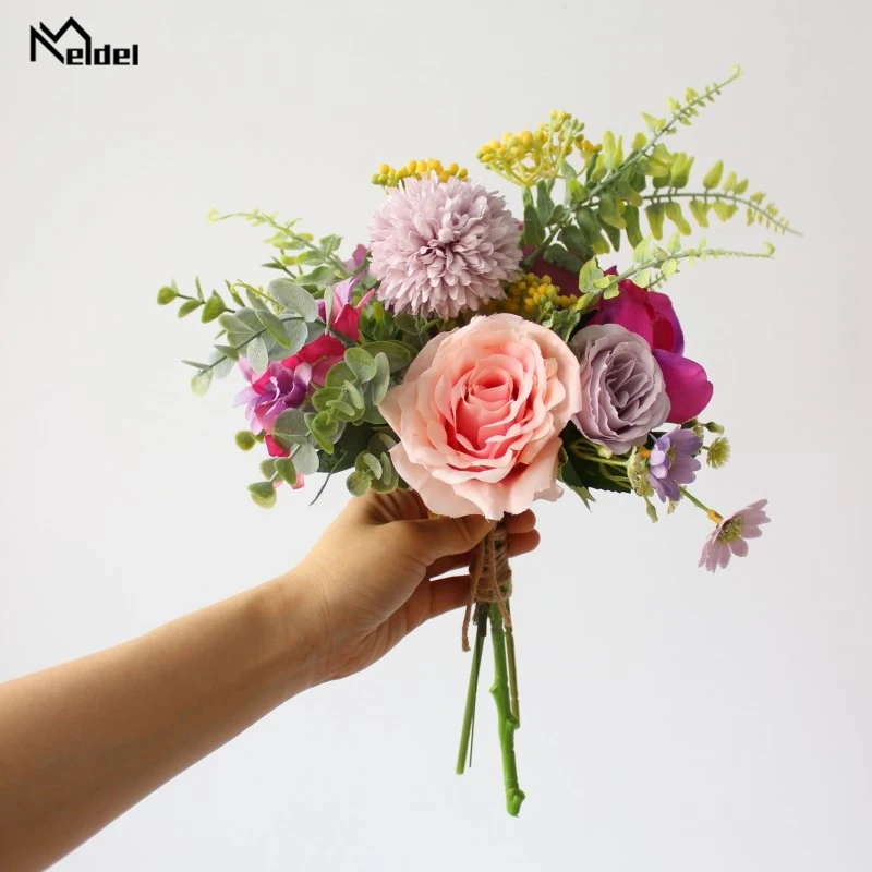 Искусственные розы Пион Гортензия Цветы Букет шелковых цветок невесты букеты