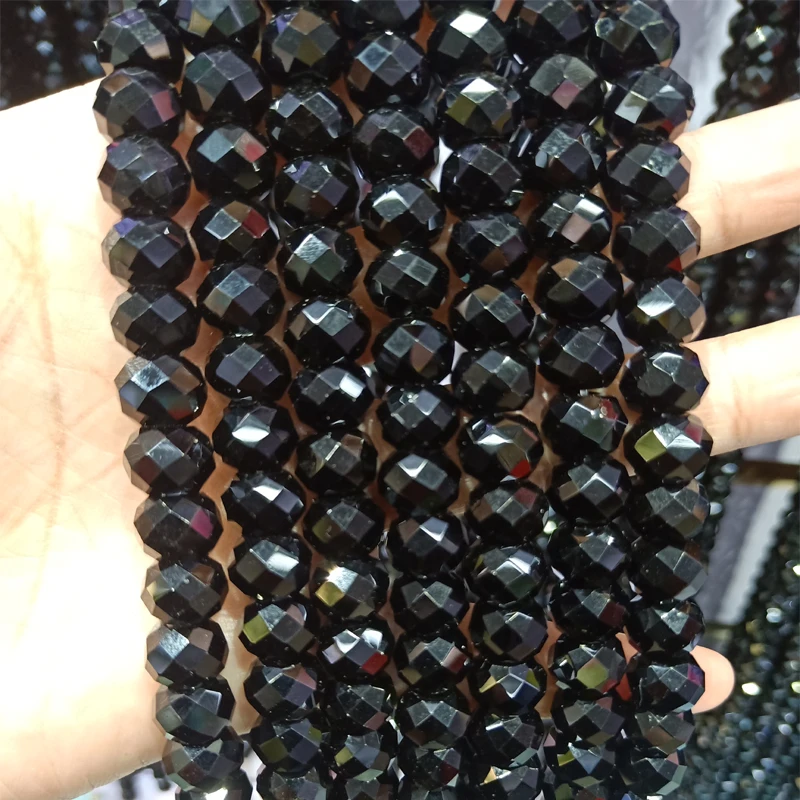 

Faceted Natural Black Obsidian Stone Beads For Jewelry Making Cut Loose 8x10mm Stone Beads DIY Bracelet Necklace Accessories