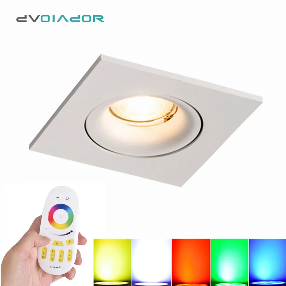 Регулируемый светодиодный светильник RGB/теплый белый GU10 светодиодный приспособления для лампочки Потолочные Встраиваемые лампы 220V 110V сменный светодиодный светильник