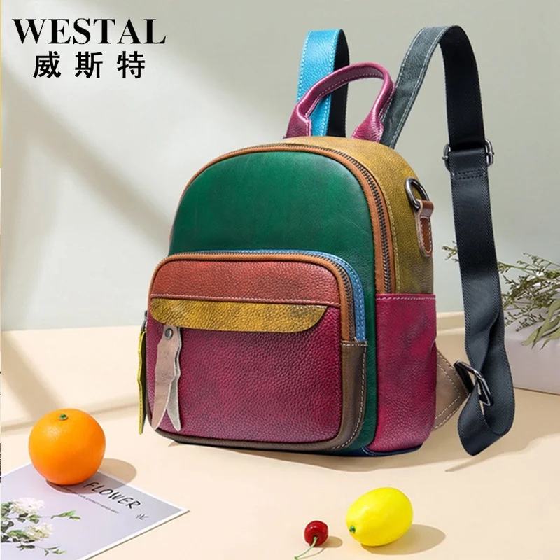

2021 summer new personality small bag leather rub color retro women's backpack trend all-match backpack