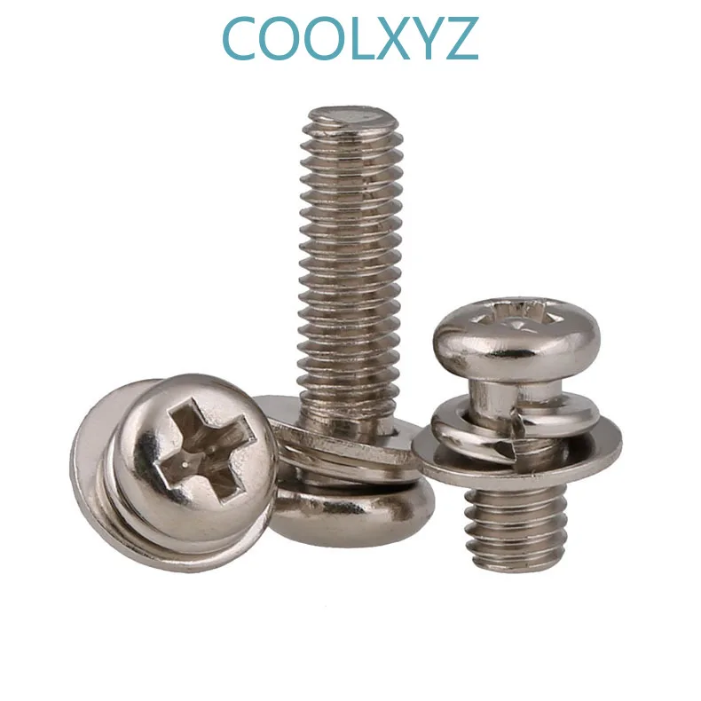 Никелированная Крестовая головка три комбинации винтов круглая M2 M2.5 M3 M4 M5 M6 spot 10