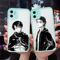 anime attack on titan phone case clear funda matte transparent for blue iphone 7 8 x xs xr 11 12 pro plus max mini