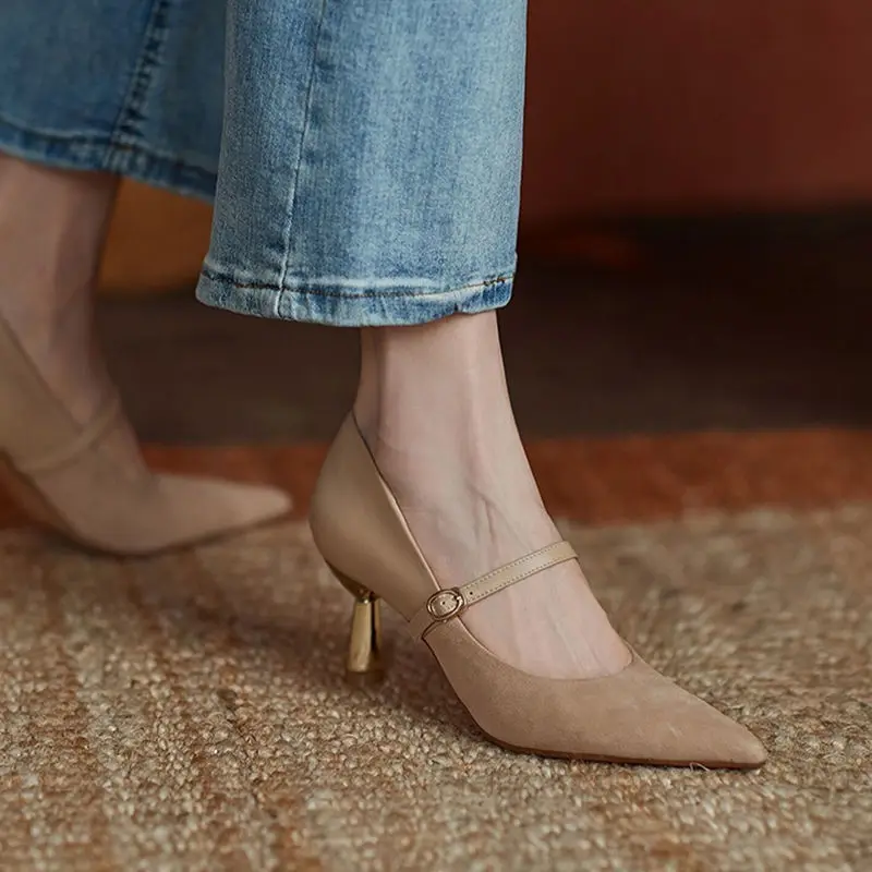 Женские туфли на высоком каблуке винтажные офисные из искусственной кожи