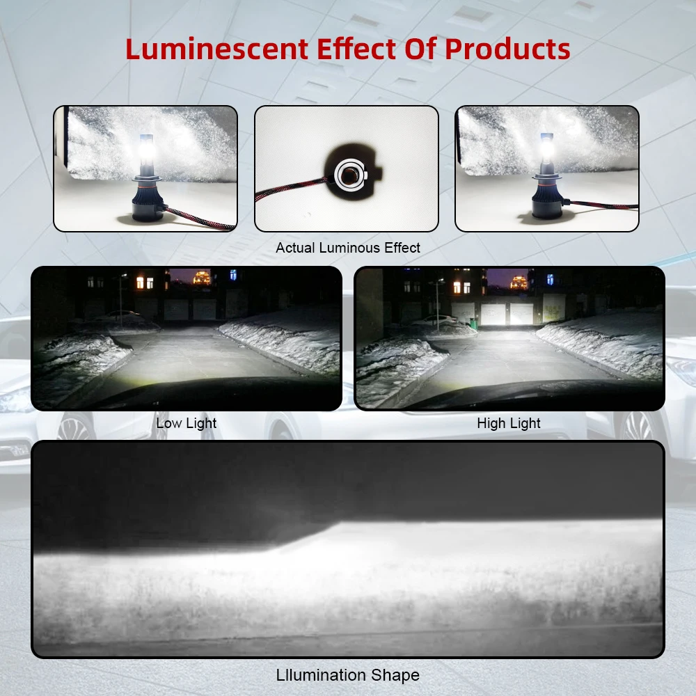

X7 H4 Super Bright Auto Bulb H7 H11 9005 9006 Car LED Headlight Bulbs 50W 10000LM 6000K 4 Sides COB LED Automobiles Headlamp