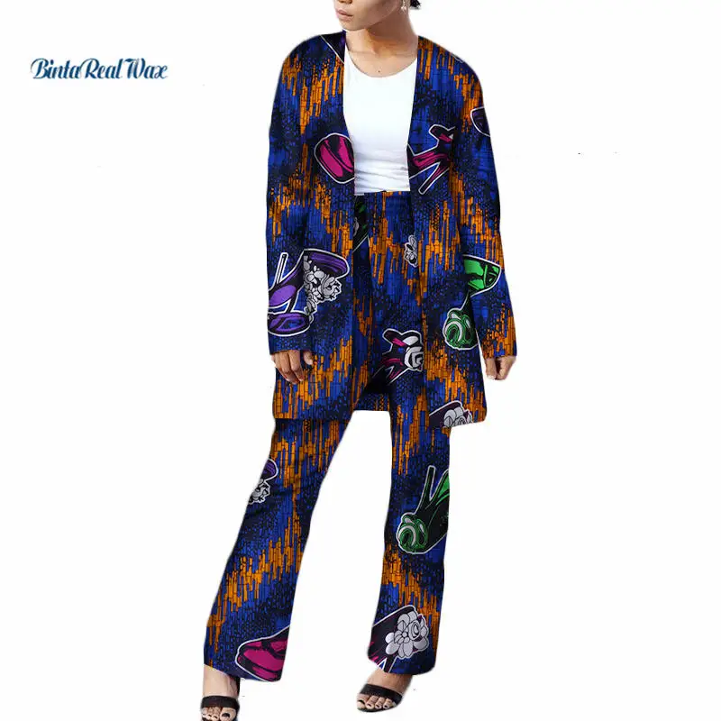 African Top and Pants Sets for Women 2 Pieces Bazin Riche Dashiki Clothing Print Long Shirts WY3593 | Тематическая одежда и