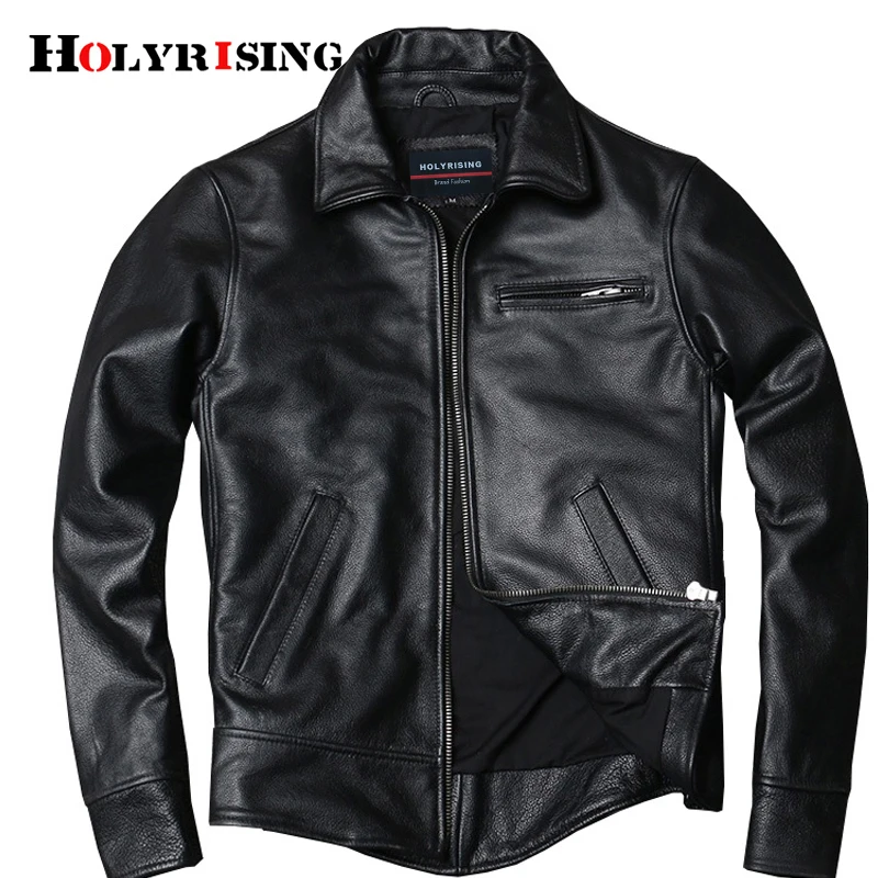Holyrising куртка из натуральной кожи классическая черная воловьей Стильное