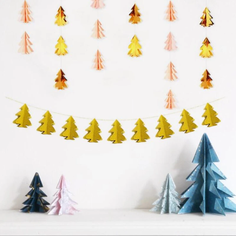 

Three-dimensional Paper String Christmas Tree Garland Accessories Ornaments Holiday Shopping Malls Kindergarten Decoration 40pcs