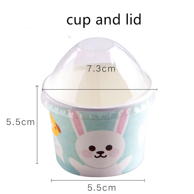 cup and lid 50 шт небольшие Творческий одноразовый лед сливки чашки вечерние на день рождения свадьбы пользу милые Бумажные Формочки для кекса десерт упаковка миска с крышкой - Цвет: cup and lid