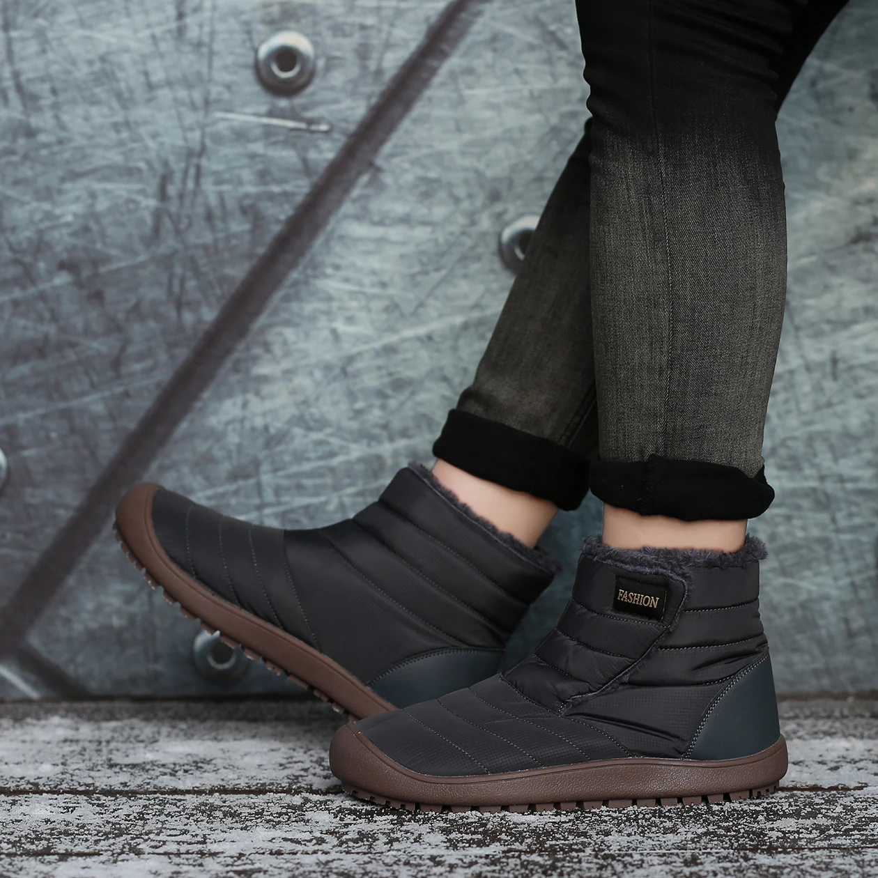 Мужские зимние водонепроницаемые ботинки для снежной погоды теплые меховые