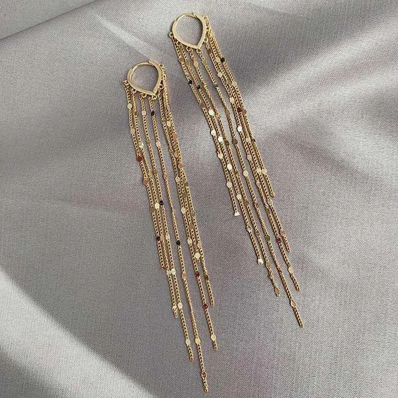 

925 Sterling Silver Needle Hoop Earrings Tassel Earrings Long Tassel Heart Shape Hoop Gift Korean Long Earrings Temperament