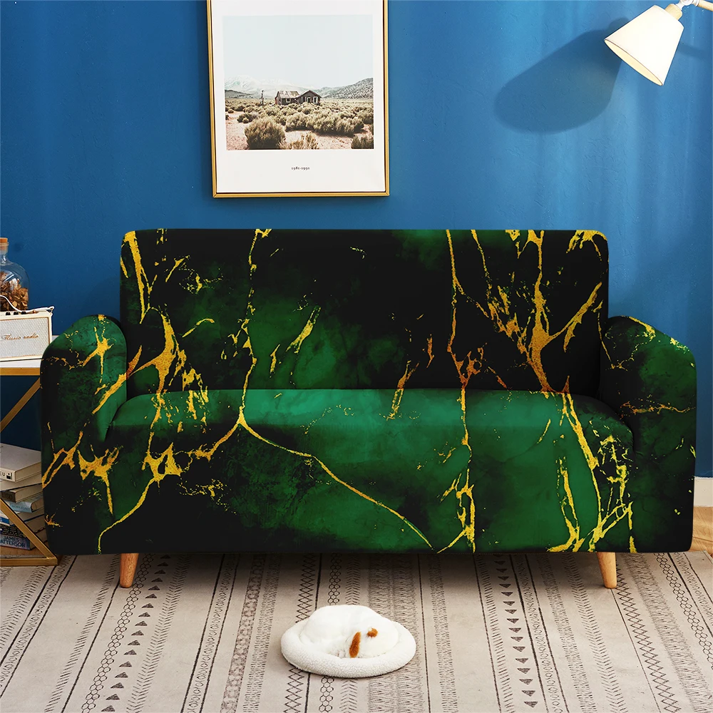 

3D Print Marble Pattern Elastic Couch Customize Sofa Cover Living Room Bedroom Luxury Soft Sofa Set 1/2/3/4-seater Home Decor