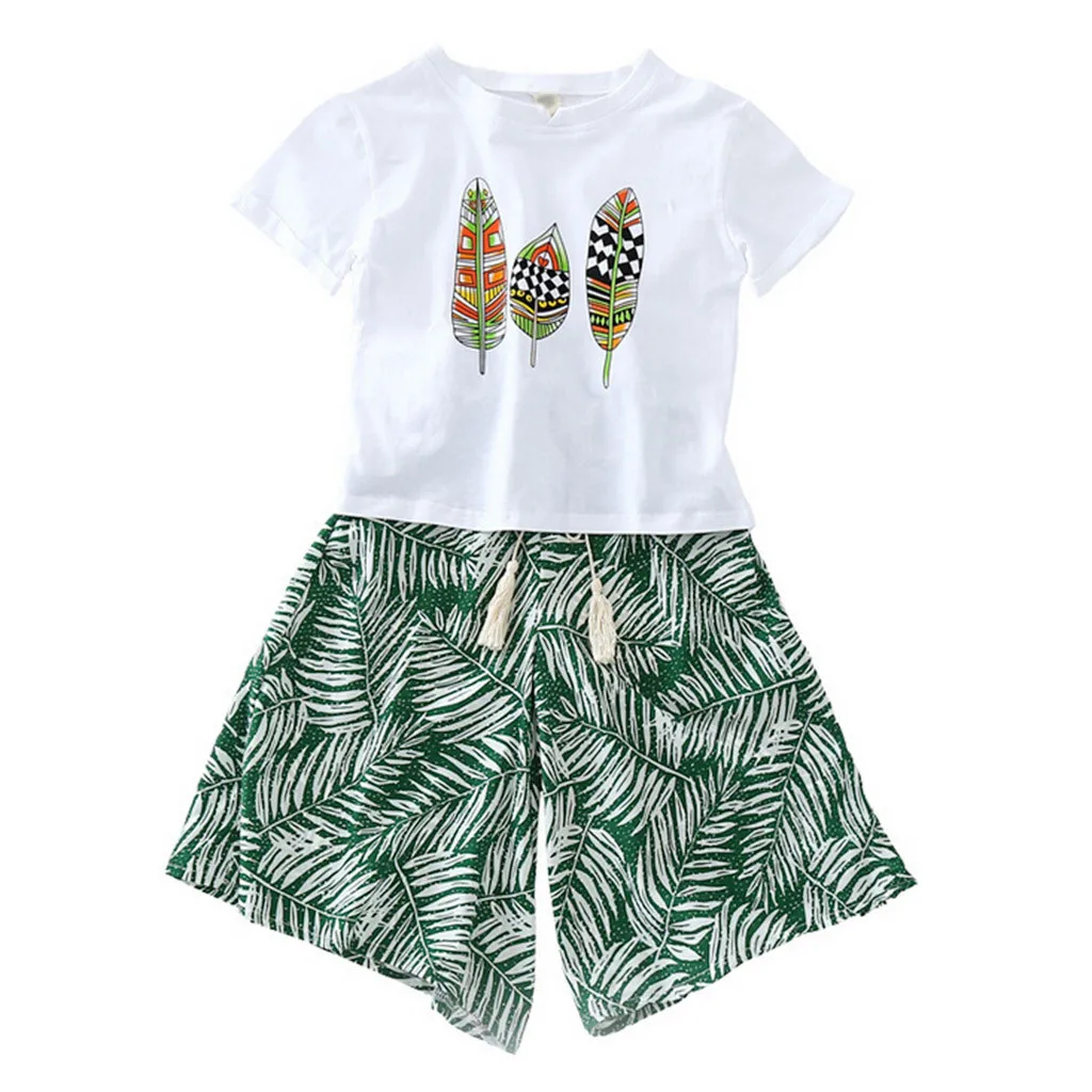 Комплект одежды из 2 предметов для маленьких девочек футболка с принтом топ +