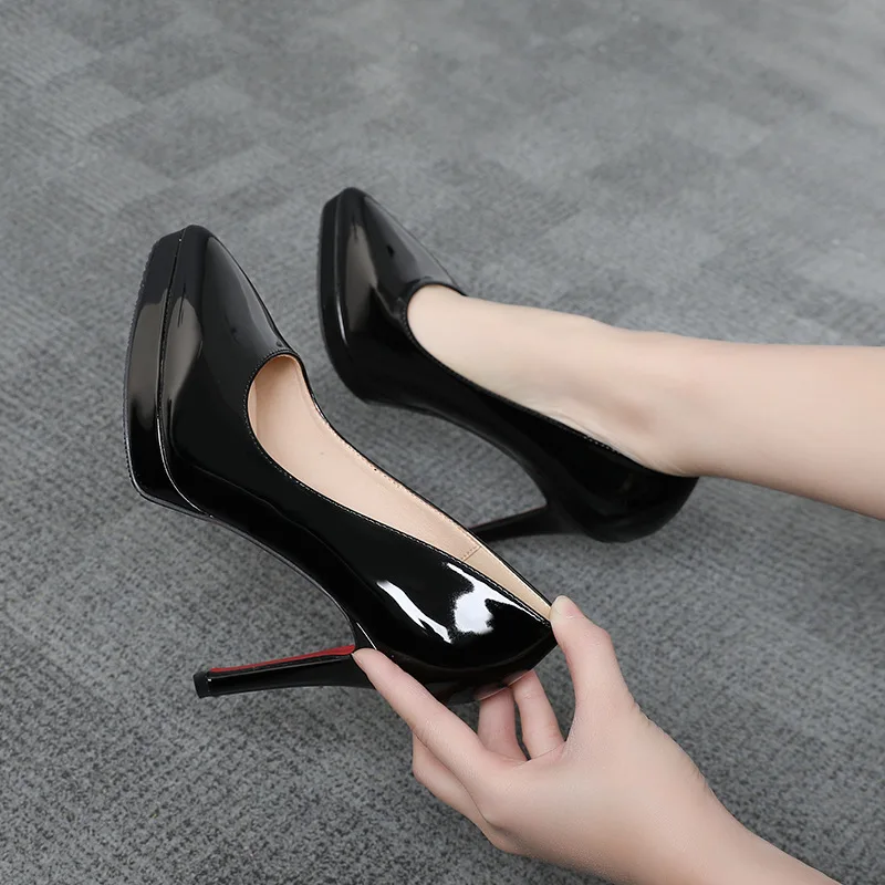 Platform Shoes High Heels Patent Leather Black Office Shoes for Women Stiletto Heels Formal Pumps Women Sexy Shoes High Heel