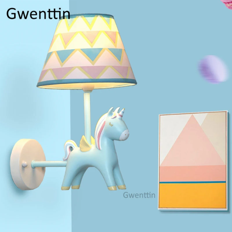 Настенный светильник в виде единорога лошади современные светодиодные