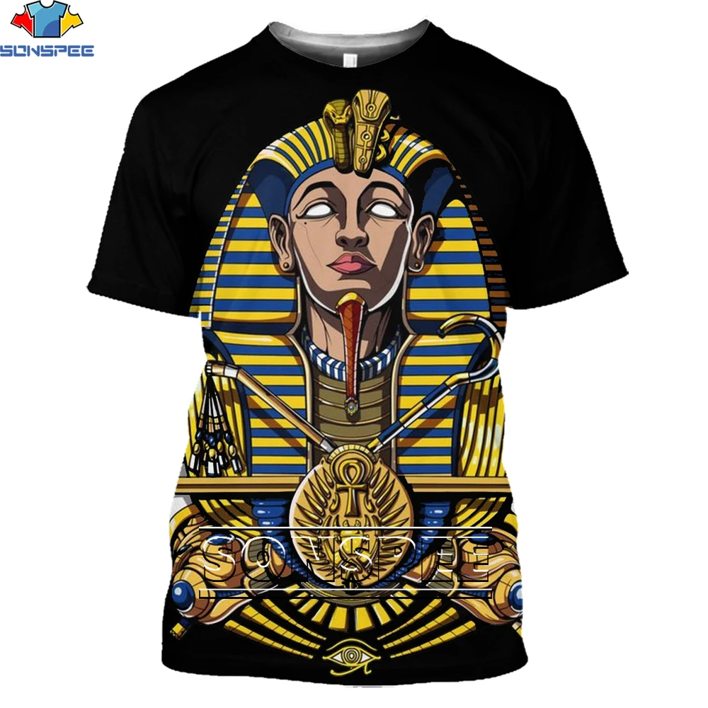 

SONSPEE Ancient Egyptian Mythology Egypt God Pharaoh Men T Shirts Camouflage Short Sleeve Retro 3D Print Man Tees Tops Shirt
