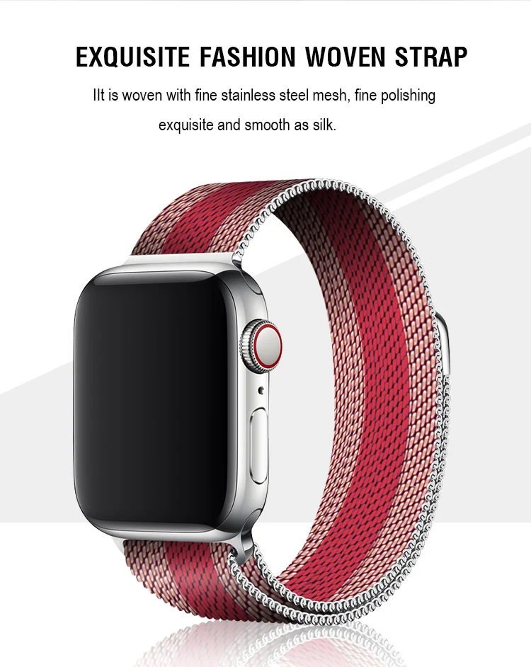 Розовый/красный Milanese Loop Band 40 мм ремешок для Apple Watch Series 4 44 мм Женский браслет женский браслет для Iwatch 38 42 мм