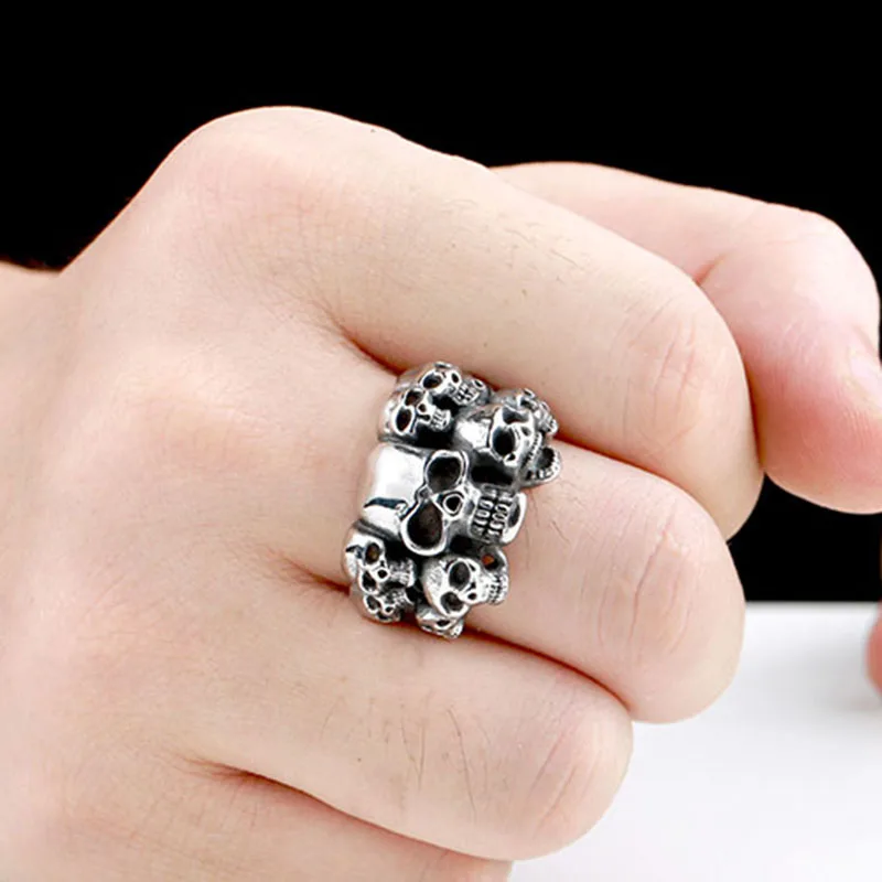 Cheap Men's Punk Biker 316L Stainless Steel Unique Design Skull Ring Jewelry BR8-041 US Size