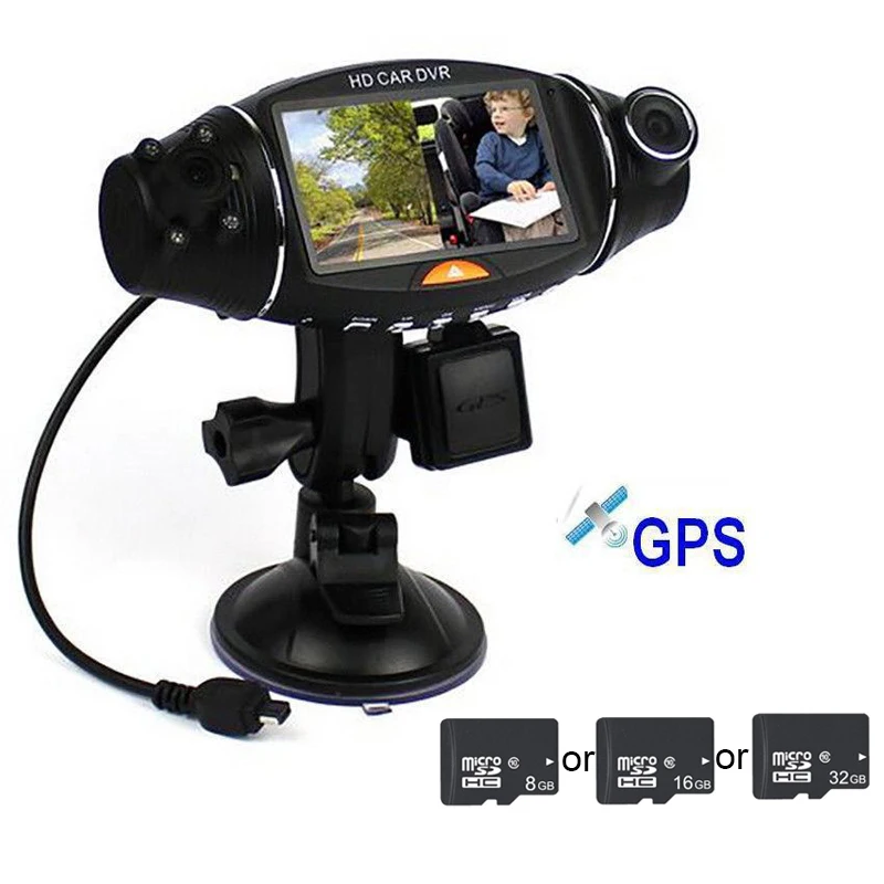 TOSPRA 2.7Inch Car Camera Full HD 1080P Dual Lens Screen 140 Wide Angle Built-in GPS Recorder DVR Video Dash Cam | Автомобили и