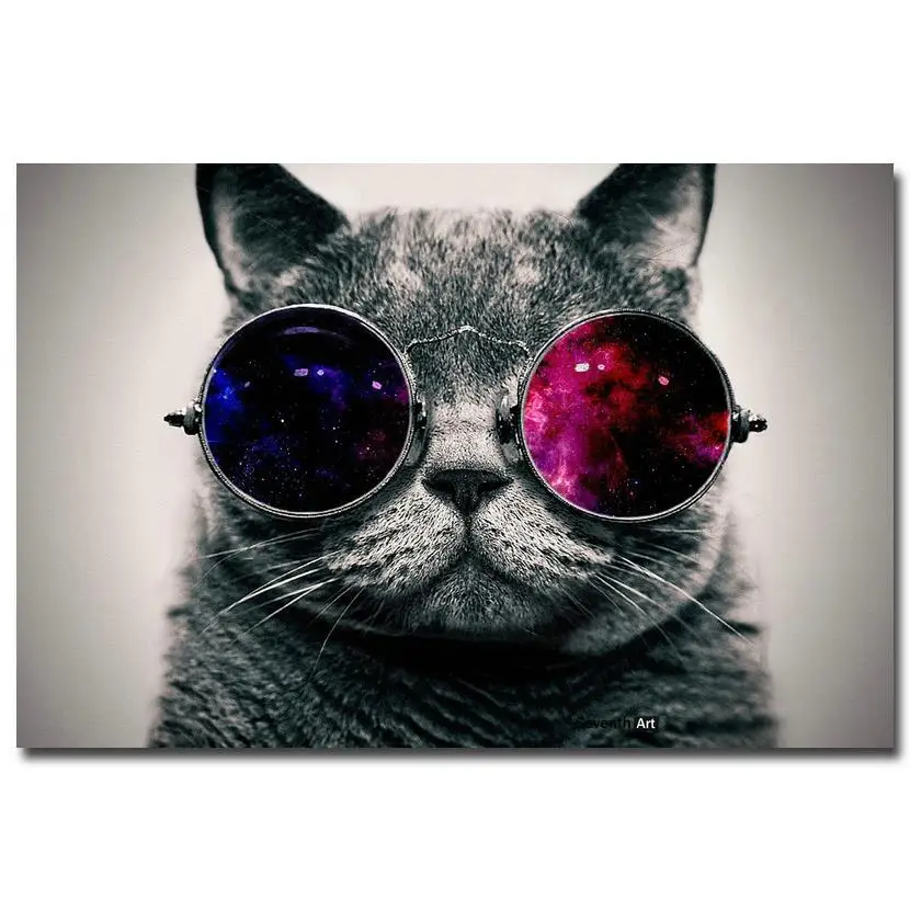 

Modern Cat Posters With Glasses Glasses Cat Funny Art Canvas Painting Poster Anime Pictures For Living Room Home Decoration