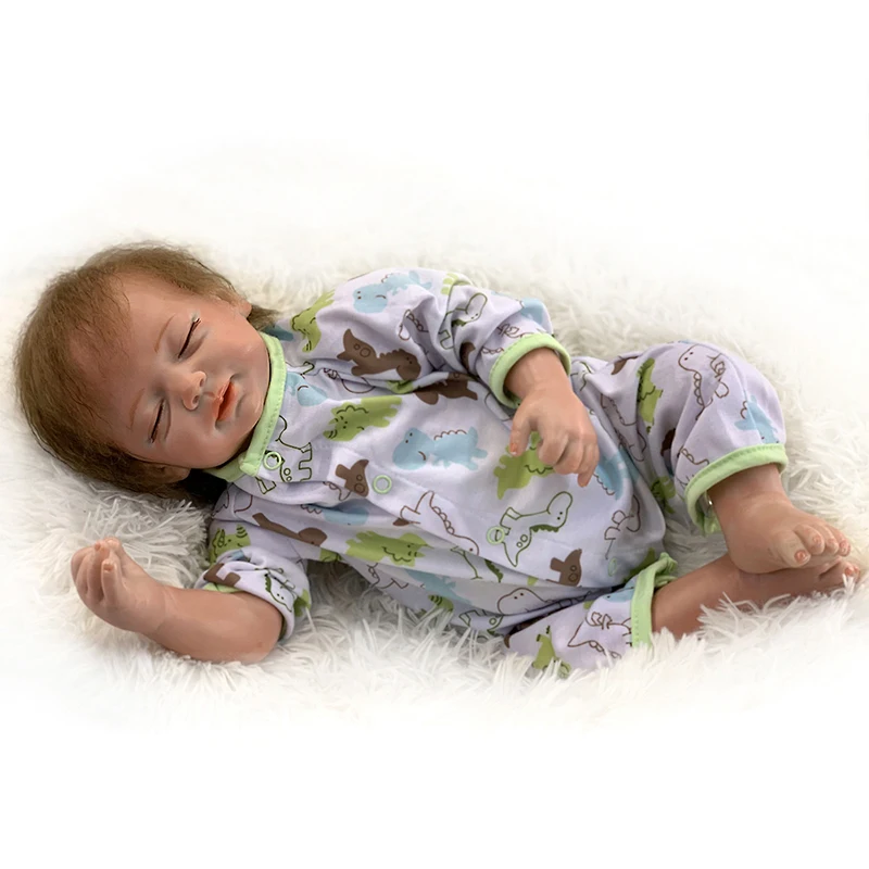 Кукла реборн 50 см волосы из корневого волокна Мягкий силикон милая ткань тело для