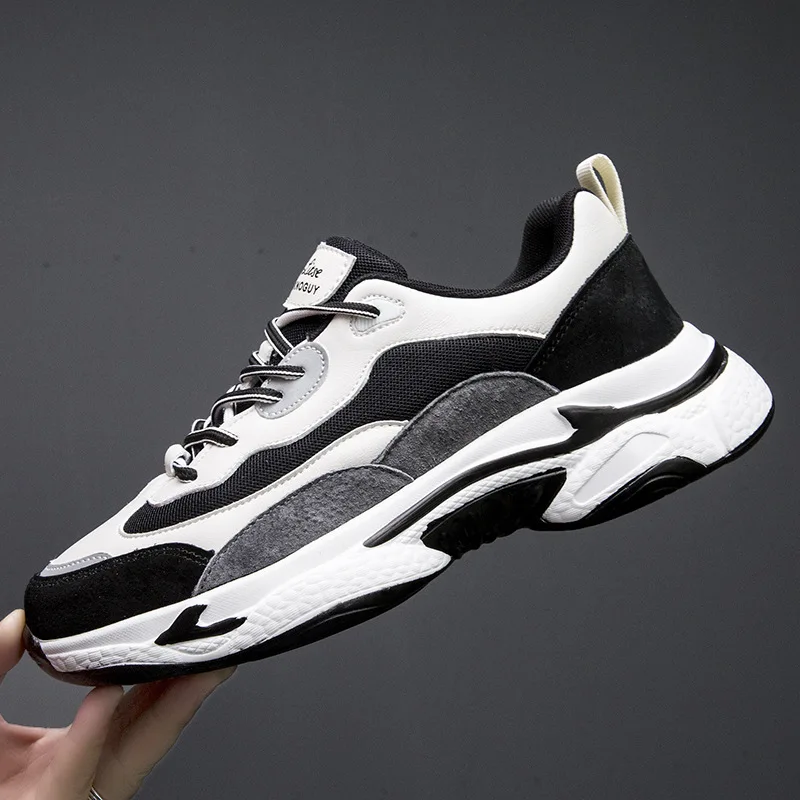 Мужская Вулканизированная обувь на шнуровке дышащие слипоны толстой подошве для