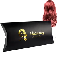 Free ship 500Pcs/Lot Modern Hot Stamping Pillow Shape Hair Bag with Your Own Logo Hair Bundles Storage Paper Box with Handles