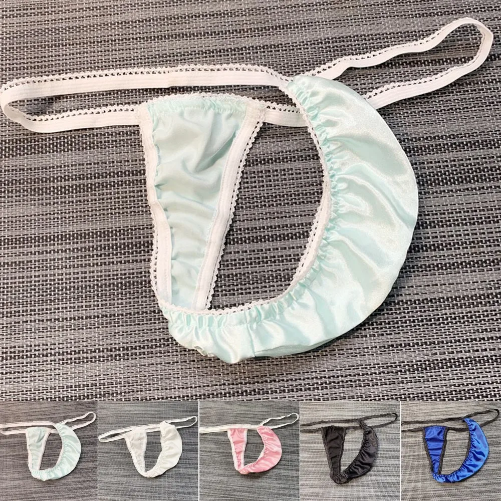Milk Silk Smooth Lingerie Men Soft Panties Briefs Satin Sexy Breathable Underwear Seamless Mens Sleepwear C String Underpants A3