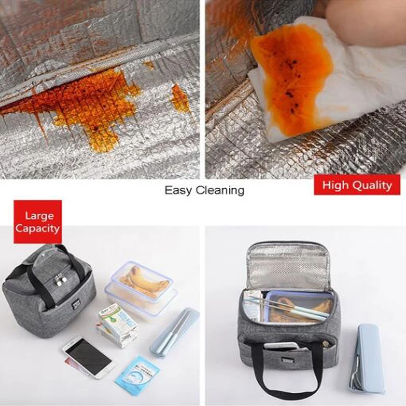 

2021 Portable New Thermal Insulated Lunch Box Tote Cooler Handbag Bento Pouch Dinner Container School Food Storage Bags