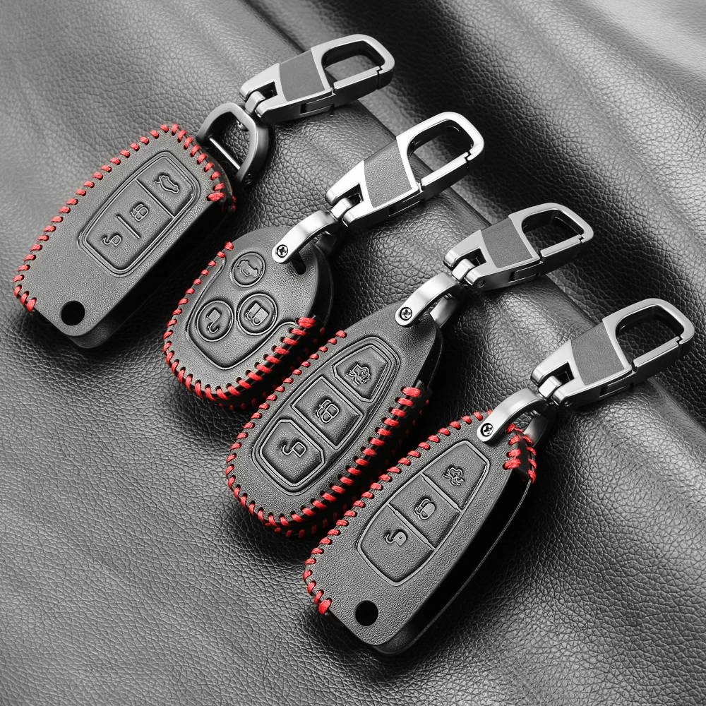

Car Styling, Leather key chain ring cover case holder For Ford Focus 2 3 4 MK2 MK3 MK4 Kuga Edge Mondeo Fusion Ecosport Fiesta