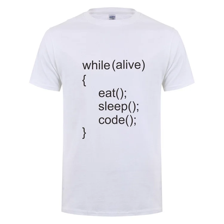 While Alive Eat Sleep Code T Shirts Men 2018 Summer Style Man Short Sleeve Cotton Java Programmer Fitness T-shirts Tops Camiseta |