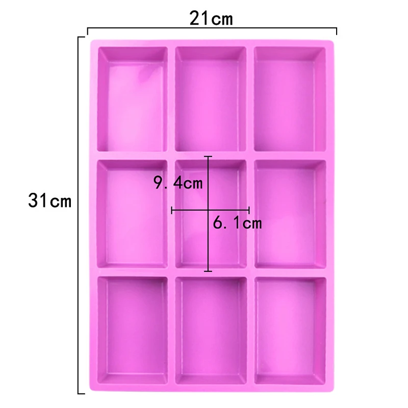 

9 Cavity Rectangle Bars Silicone Mold Energy Bars Maker for Caramel Bread Loaf Muffin Brownie Cornbread Cheesecake Pudding Soap