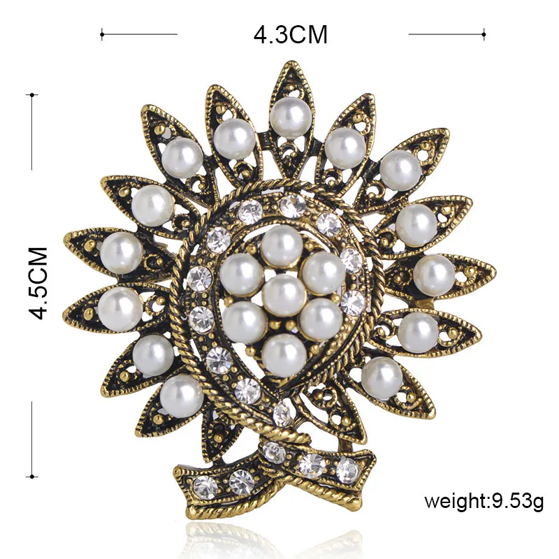 Blucome Fashion Classic Style Brooch Antique Gold Color Imitation Pearl Women Scarf Buttons Clothes Accessories Clip Bag Hat Pin | Украшения