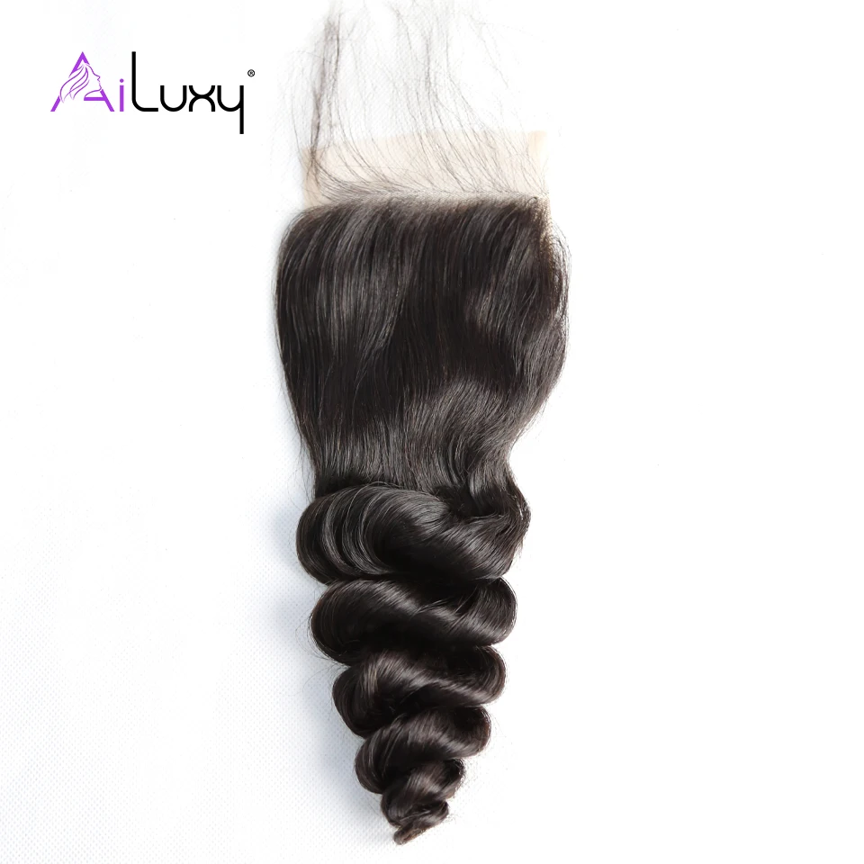 Ailuxy OneCut Hair Beauty 4x4 Brazilian Virgin Closure Loose Wave 8-20inches Preplucked Nature hairline | Шиньоны и парики