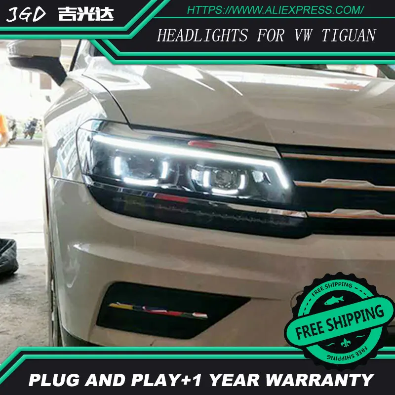 Автомобильный Стайлинг налобный фонарь чехол для фар VW Tiguan светодиодный фары DRL H7