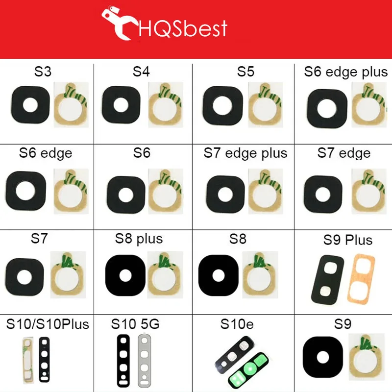 Сменный стеклянный объектив камеры на клейкой основе для Samsung S3 S4 S5 S6 Edge S7 S8 S9 Plus S10E