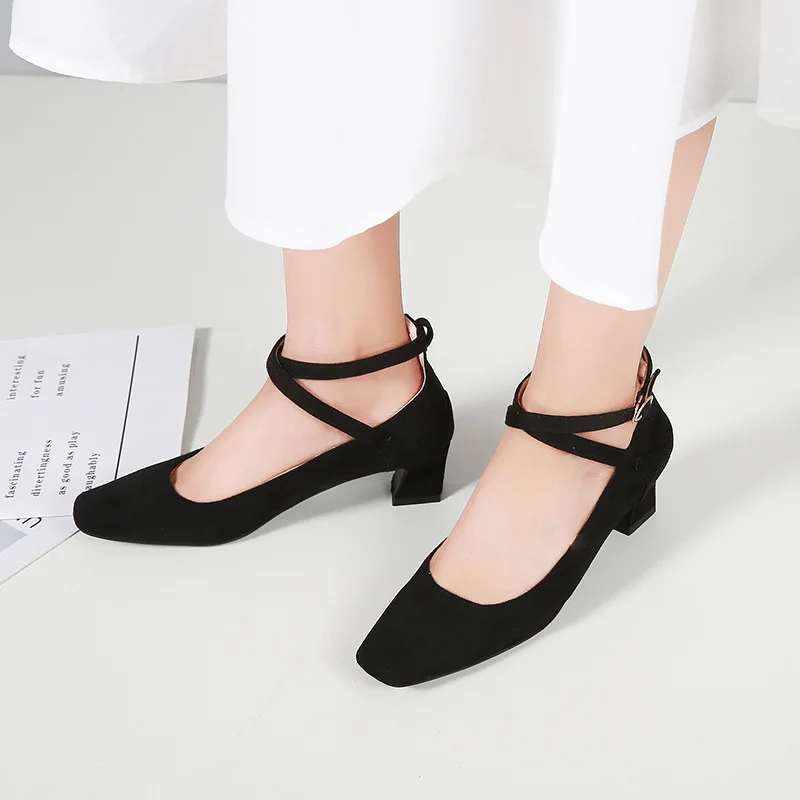 Женские вечерние туфли-лодочки на высоком каблуке в стиле ретро zapatos mujer на среднем каблуке с квадратным носком дизайнерская стильная обувь с пряжкой размера плюс 43, 42, 3 красного, розового цвета
