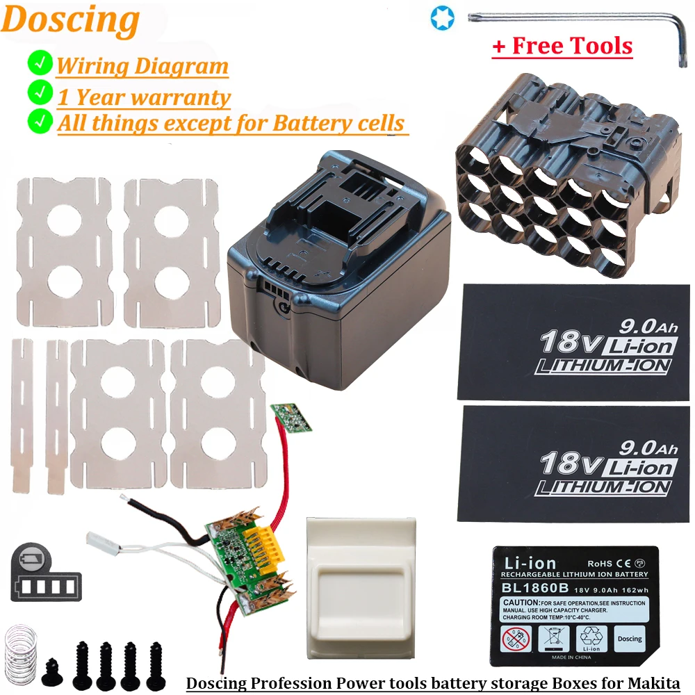 

BL1890 Li-ion Battery Case Box PCB Charging Protection Board Shell BL1830 BL1860 For MAKITA 18V 6Ah 9.0Ah LED Battery Indicator