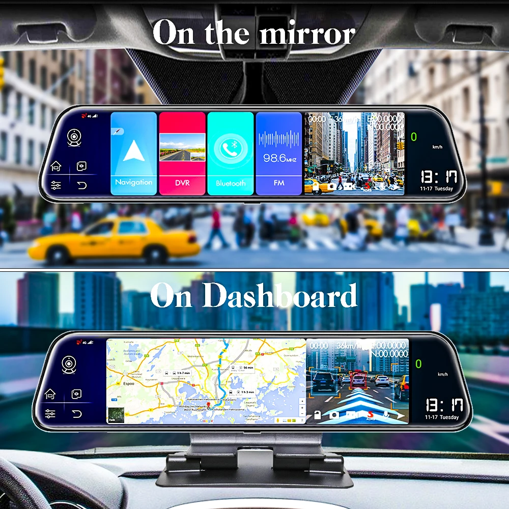 Новейший автомобильный видеорегистратор зеркало заднего вида 12 дюймов Android 8 1 GPS