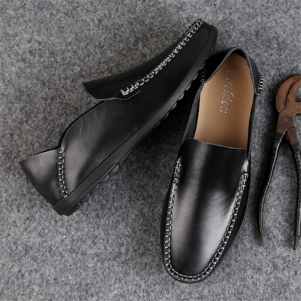 2020 New Newset Men Casual Shoes Fashion Genuine Leather Loafers Moccasins Slip on Men's Flats Male Driving | Обувь
