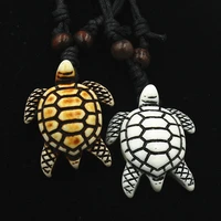 1pcs ethnic styles tribal faux bone sea turtle pendants necklace jewelry resin adjustable men necklaces