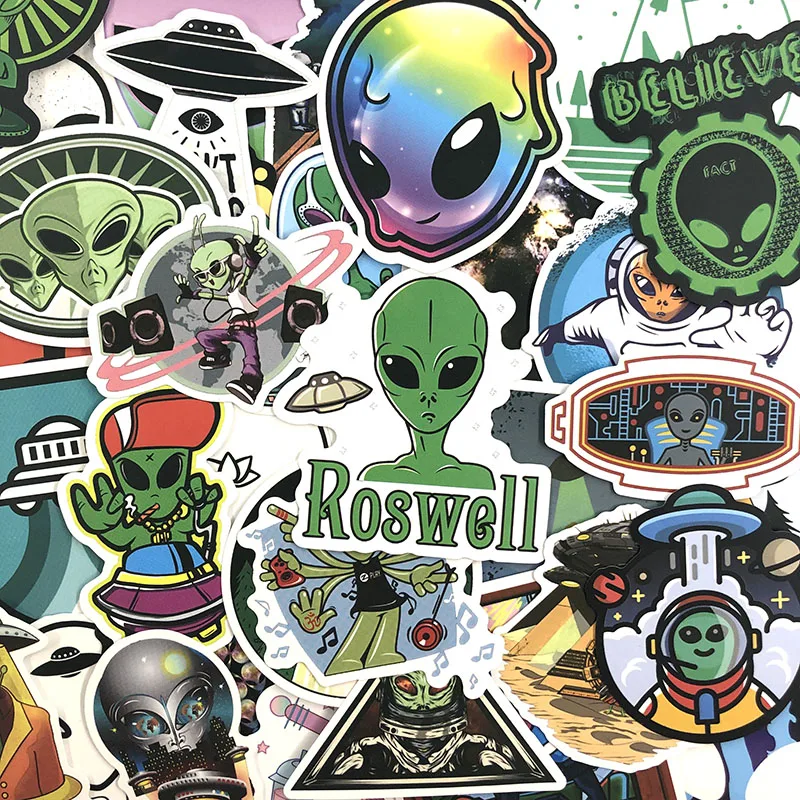 50 шт./упак. Alien граффити наклейки ET мультфильм наклейки для мотоцикла багаж ноутбук велосипед скейтборд водонепроницаемый Pegatinas