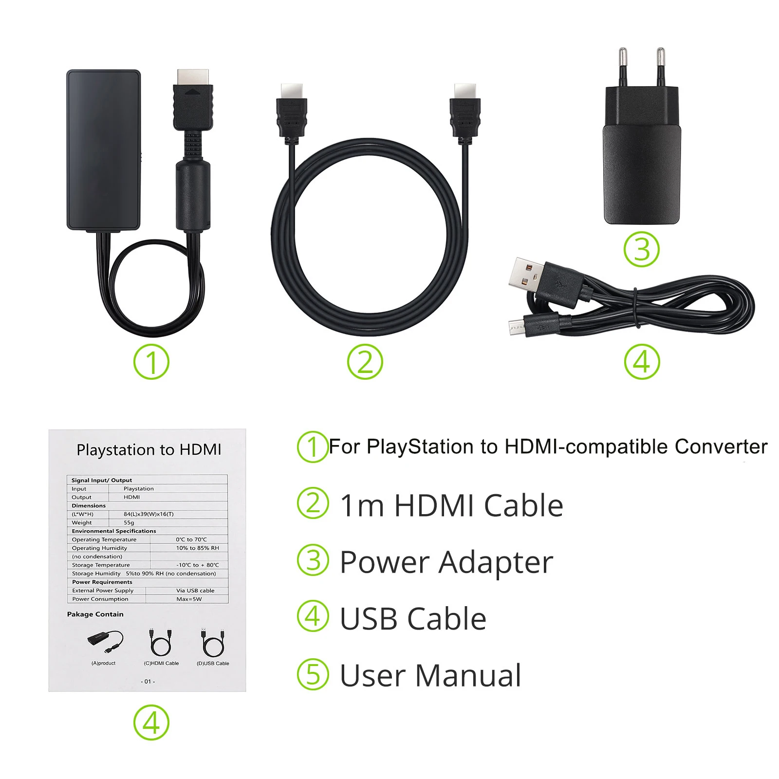 Переходник eSYNiC для PS/HDMI кабель-преобразователь HD Link PlayStation HDMI PS1 / PS2 PS3 в поддержка