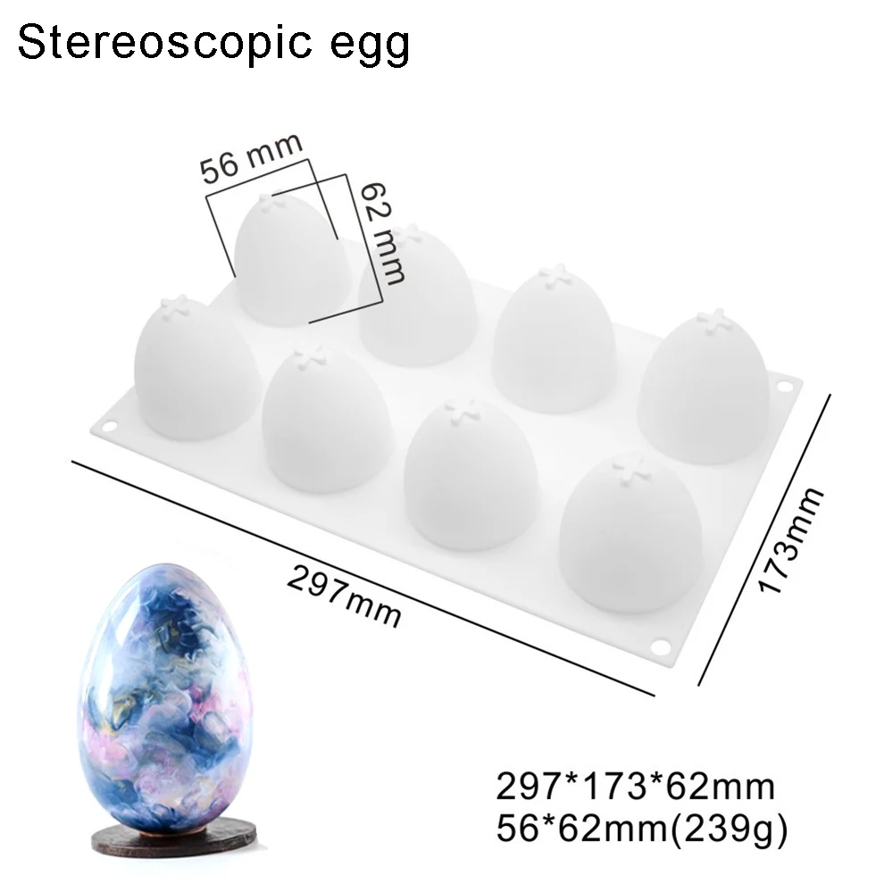 

1pcs Easter 8 Holes Egg Cake Molding Tools Kitchen Baking Fondant Silicone Cupcake Shape Tray Foam Dessert Molds Cupcake Mold