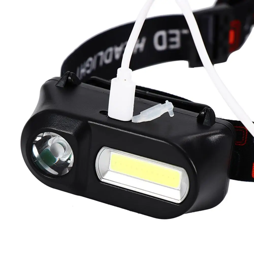 

ABS Material 1*Q5+1*COB Led Headlamp Use 18650 Battery Camping Rechargeable Light Headlight Usb Outdoor Waterproof Lights H Z1H3