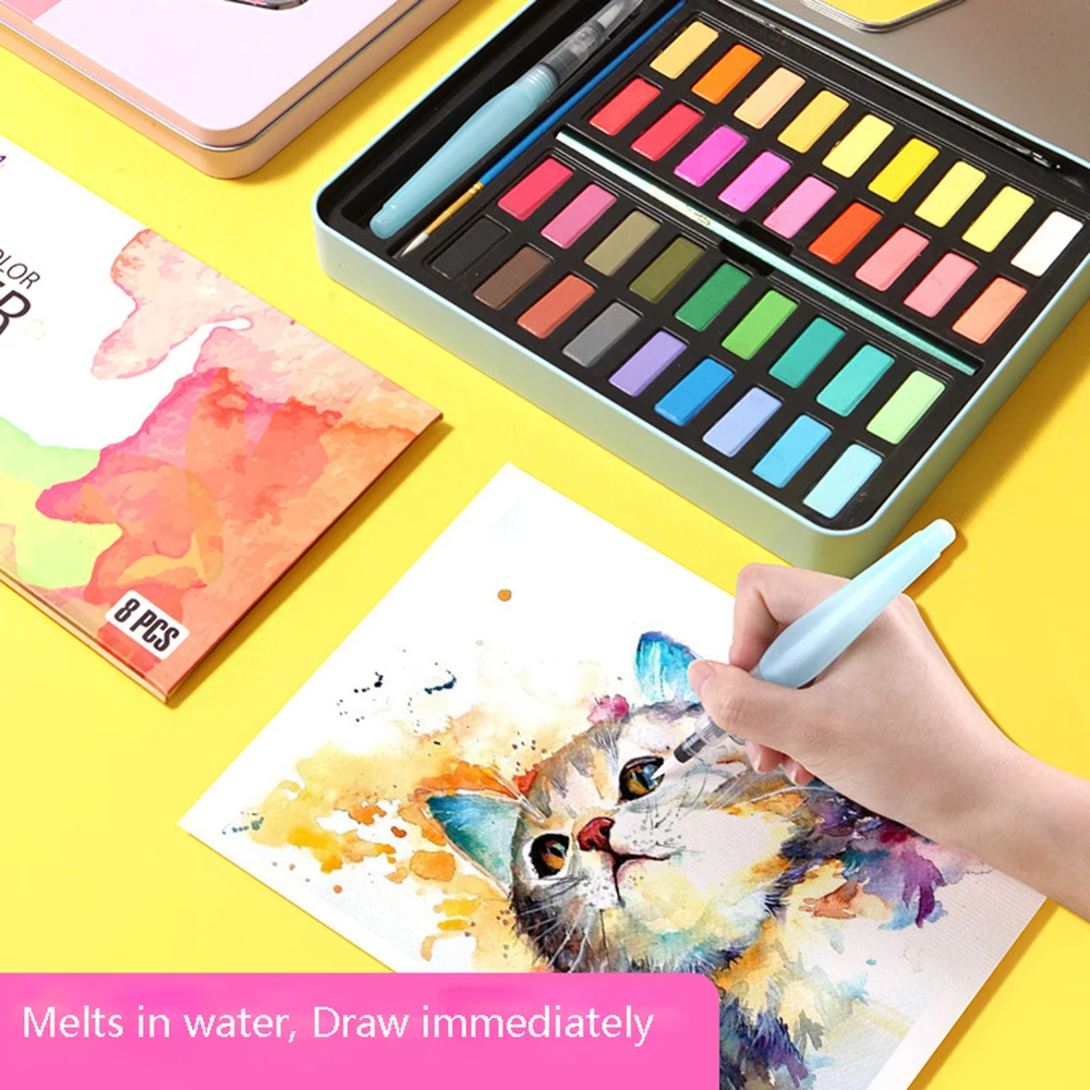36 цветов Твердые акварельные краски в наборе с кистью студент Рисование Живопись